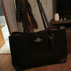 Black leather laptop bag